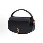 SAINT LAURENT bronze metal hardware handbag for women in black